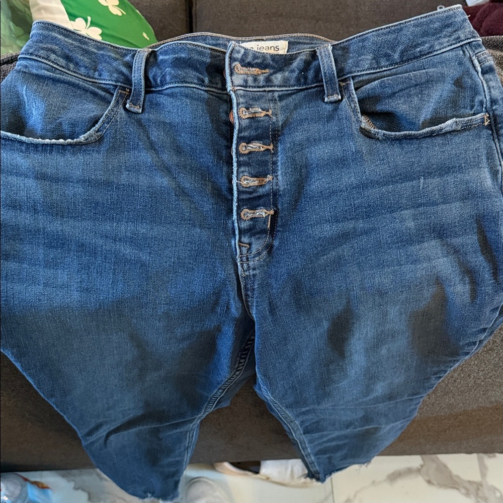 M Jeans Button-Fly Dark Blue Denim Jeans Short